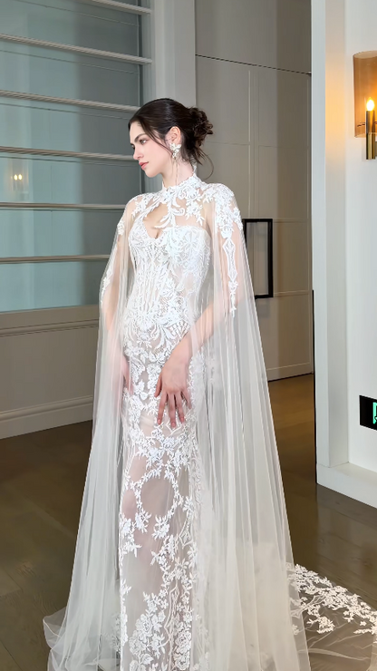 Pretty Sheath Lace Wedding Dress White Bridal Gown ED11929