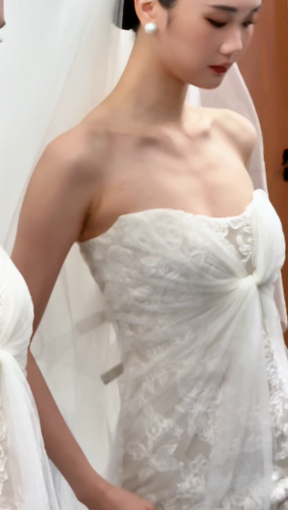 Simple Sheath Lace Wedding Dress White Bridal Gown ED11930