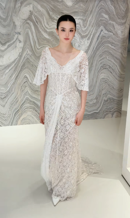 Timeless Sheath Lace Wedding Dress White Bridal Gown ED11931