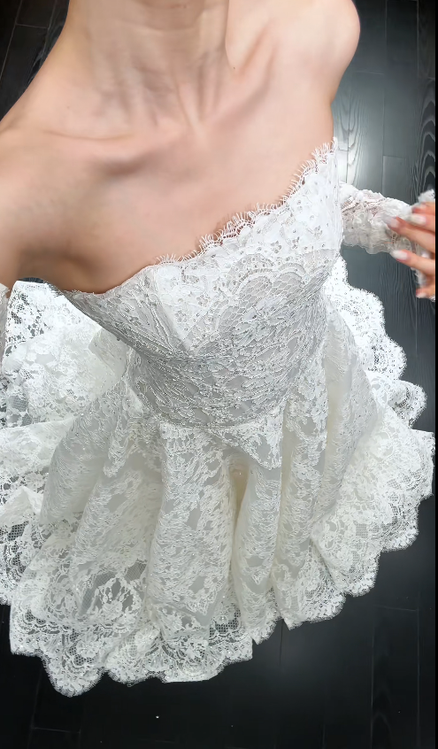 Timeless A-Line Lace Wedding Dress White Bridal Gown ED11932
