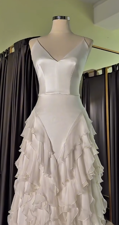 Timeless Sheath Chiffon Wedding Dress White Bridal Gown ED11933