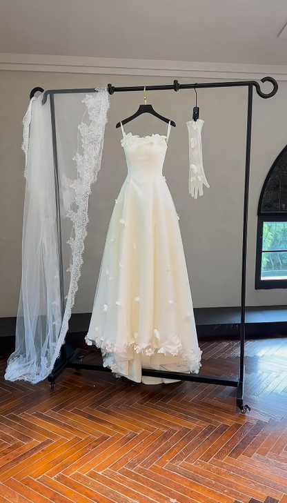 Eternal Strapless A-Line Wedding Dress White Long Bridal Dress Tulle Bridal Gown ED11937