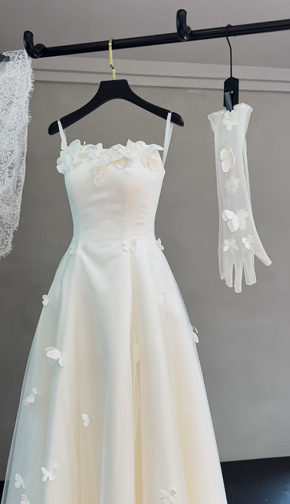 Eternal Strapless A-Line Wedding Dress White Long Bridal Dress Tulle Bridal Gown ED11937