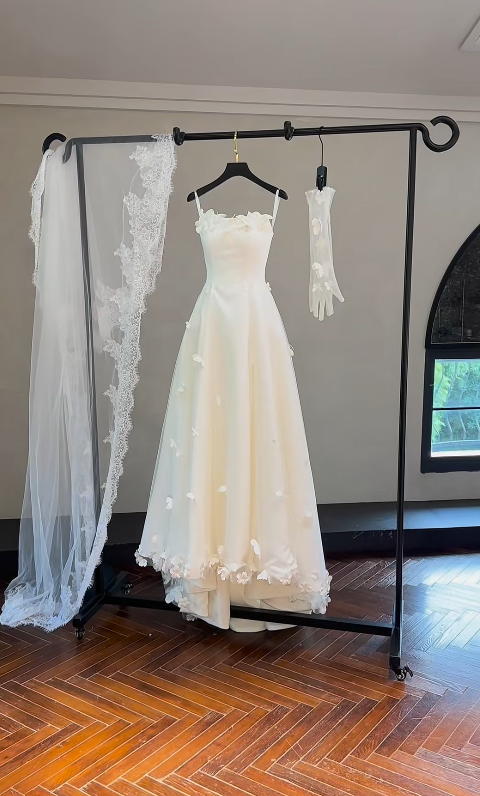Eternal Strapless A-Line Wedding Dress White Long Bridal Dress Tulle Bridal Gown ED11937