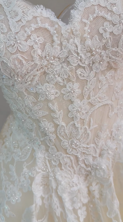 Eternal A-Line Wedding Dress White Long Bridal Dress Off-shoulder Lace Bridal Gown ED11938