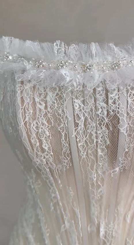 Eternal A-Line Wedding Dress White Long Bridal Dress Strapless Lace Bridal Gown ED11939