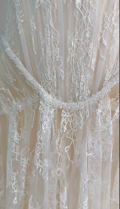 Eternal A-Line Wedding Dress White Long Bridal Dress Strapless Lace Bridal Gown ED11939