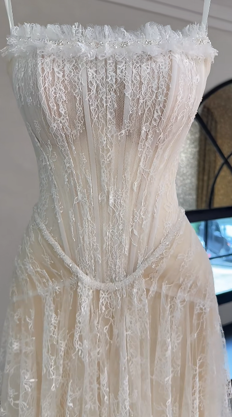 Eternal A-Line Wedding Dress White Long Bridal Dress Strapless Lace Bridal Gown ED11939