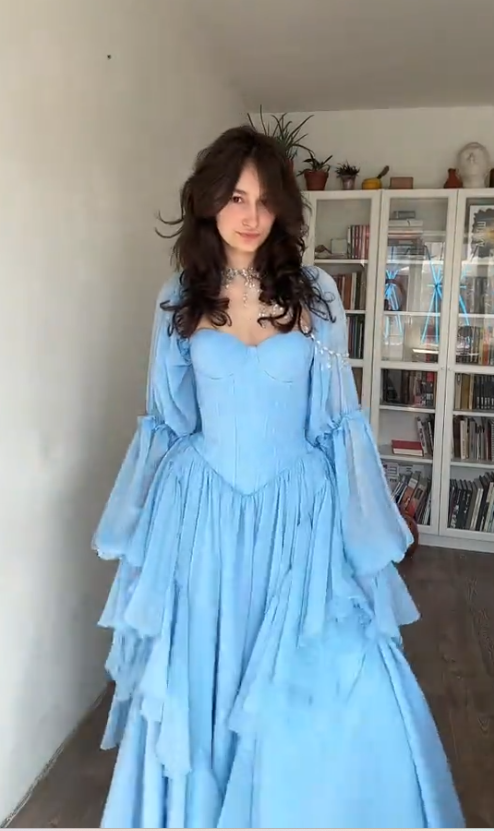 Gorgeous Off-shoulder A-Line Chiffon Long Evening Dress Blue Prom Dress ED11949