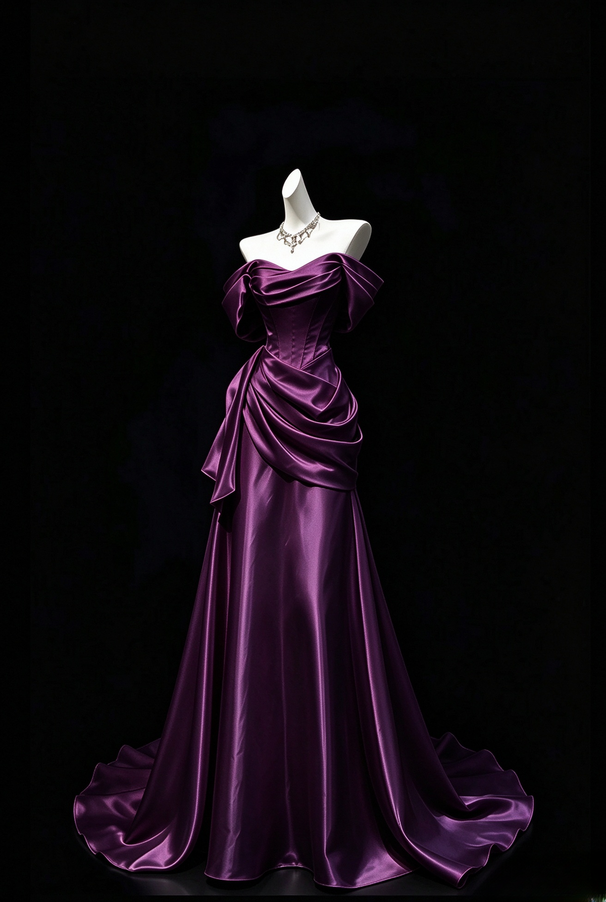 Gorgeous Off-shoulder Sheath Satin Long Evening Dress Ivory Prom Dress ED11959