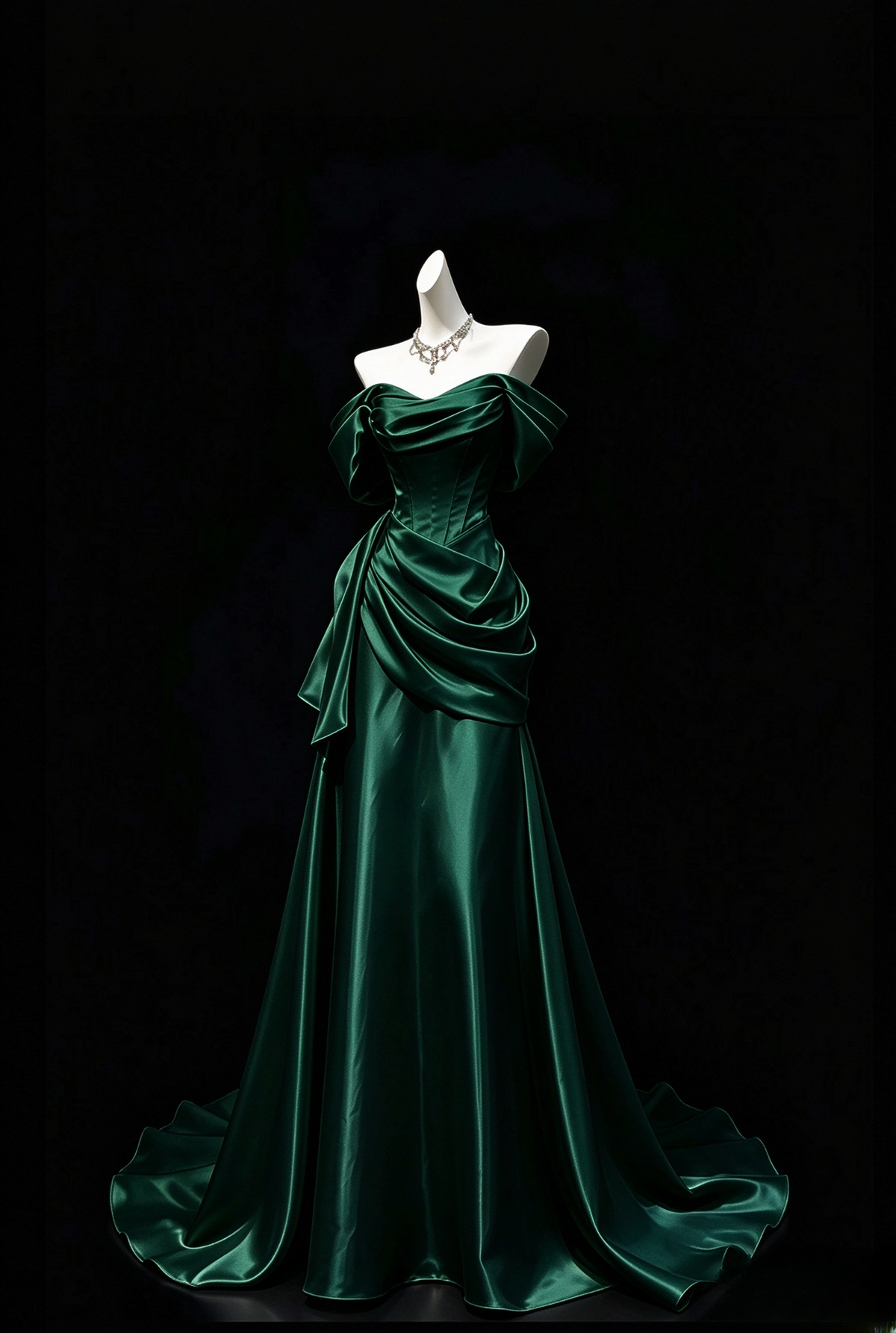 Gorgeous Off-shoulder Sheath Satin Long Evening Dress Ivory Prom Dress ED11959