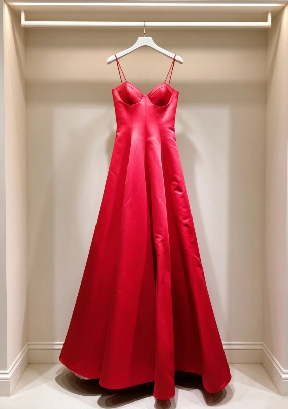 Wunderschönes langes Abendkleid aus Satin in A-Linie mit herzförmigem Ausschnitt, rotes Ballkleid ED11960