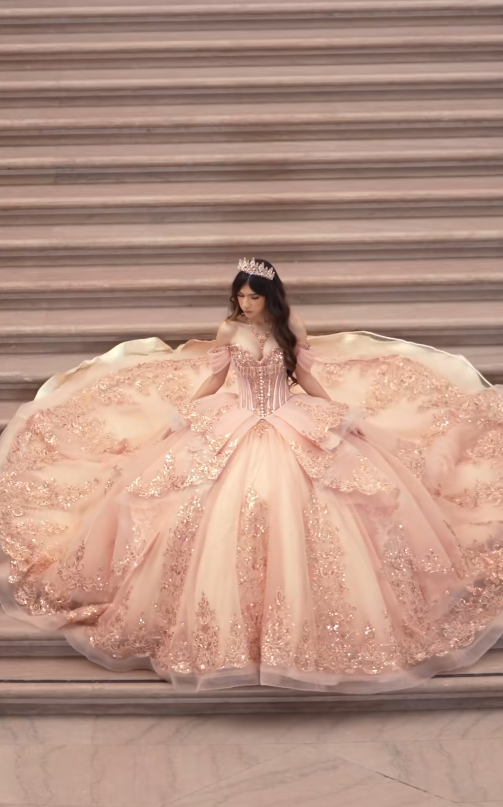 Fairy Sweet 16 Kleider Ballkleid Tüll Langes rosa Quinceañera-Kleid ED11972