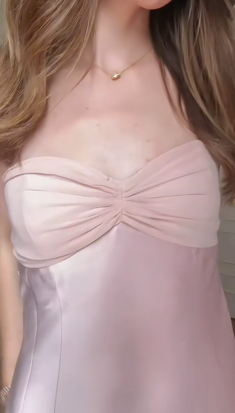 Elegant Pink Sheath Long Evening Dress Satin Prom Dress ED11985