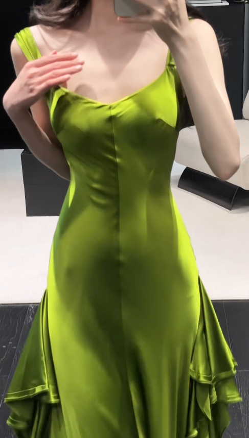 Fashion Green Prom Dress Sheath Satin Long Prom Dress ED11989