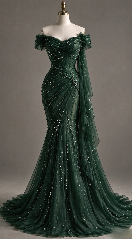 Vintage Ballkleid in Burgunderrot, langes Abendkleid aus Chiffon mit Meerjungfrau-Schnitt und Perlenbesatz ED12008