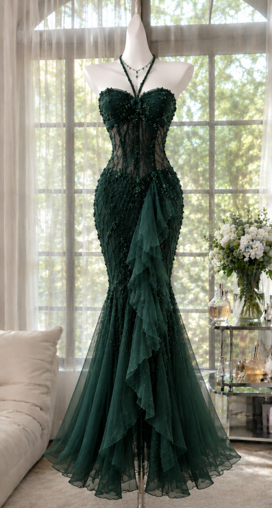 Vintage Ballkleid in Burgunderrot – langes, perlenbesetztes Chiffon-Abendkleid in Meerjungfrauen-Passform ED12009