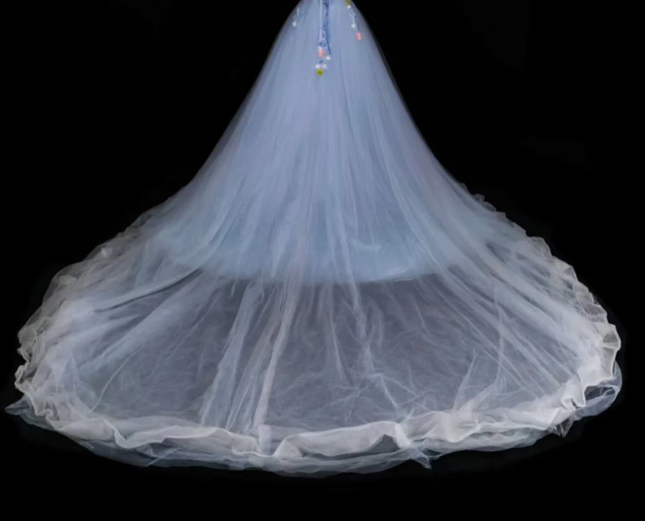 Fairy Blue Prom Dress A-Line Tulle Sweet 16 Dress Long Evening Dress ED12017