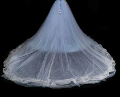 Fairy Blue Prom Dress A-Line Tulle Sweet 16 Dress Long Evening Dress ED12017