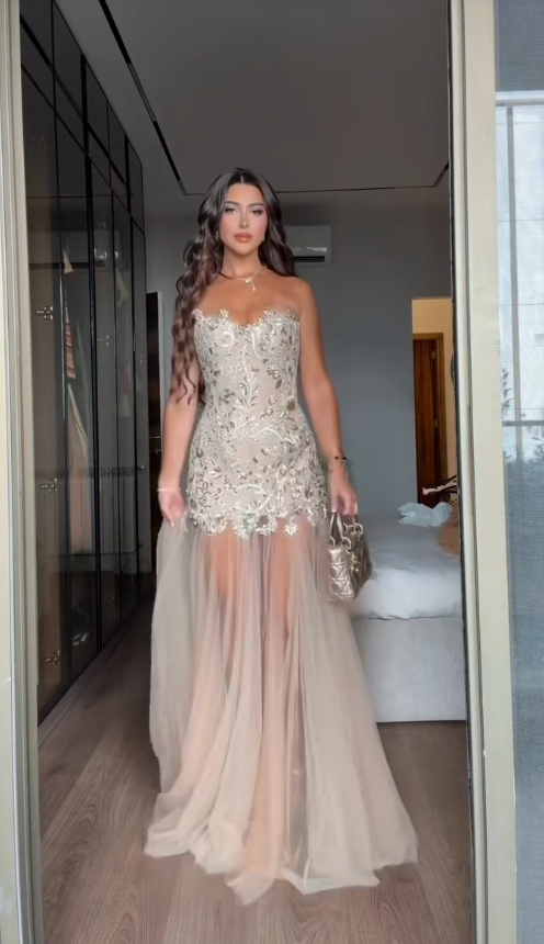 Chic White Prom Dress Sheath Tulle Long Evening Dress ED12030