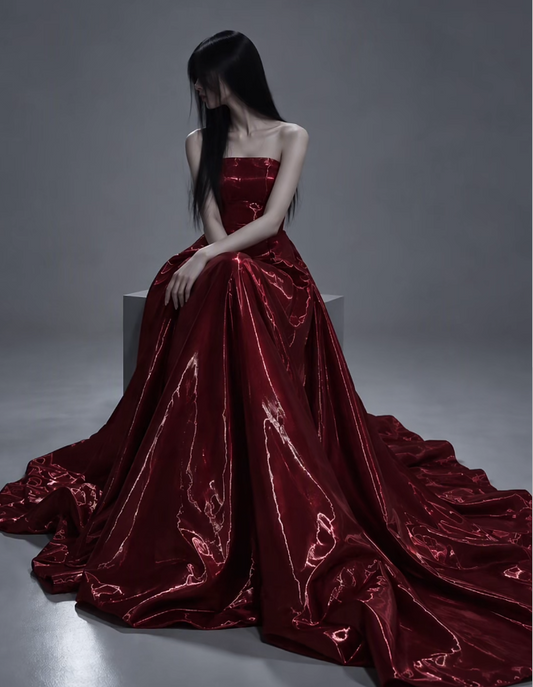 Cute Burgundy Prom Dress Sheath Satin Long Evening Dress ED12038