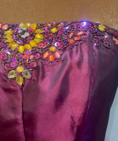 Fashion Purple Short Prom Dress Satin Party Dress A-Line Birthday Dress ED12049