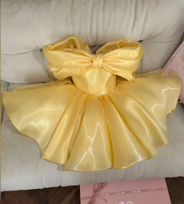 Fashion Yellow Short Prom Dress Chiffon Party Dress A-Line Birthday Dress ED12050
