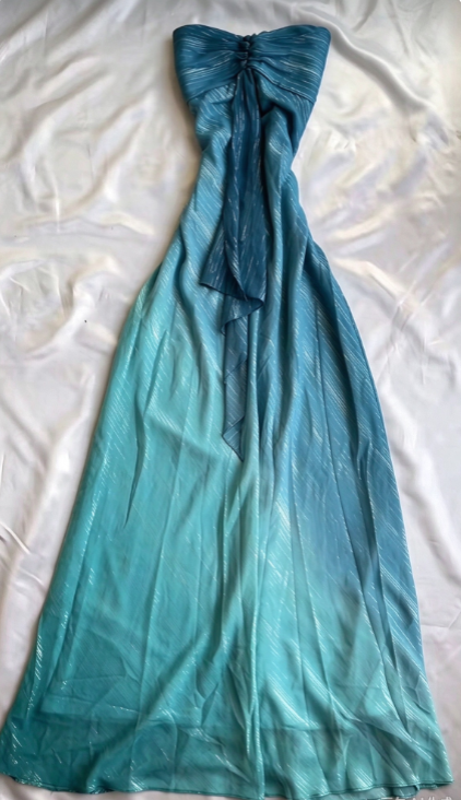 Pretty Teal Prom Dress Sheath Chiffon Long Evening Dress ED12078