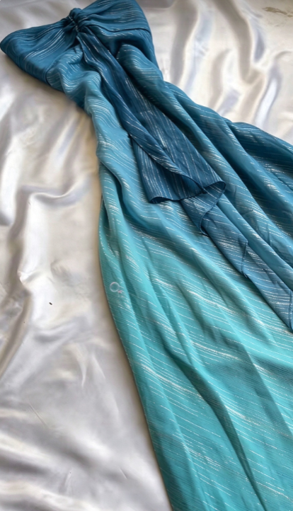 Pretty Teal Prom Dress Sheath Chiffon Long Evening Dress ED12078