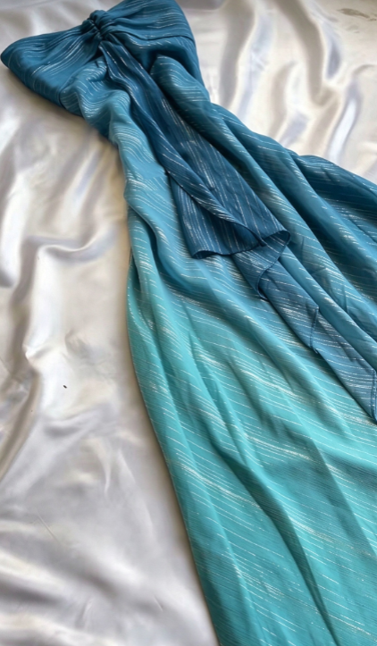 Pretty Teal Prom Dress Sheath Chiffon Long Evening Dress ED12078