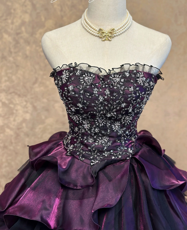 Gorgeous Quinceanera Dress Purple Prom Dress A-Line Satin Sweet 16 Dress ED12089