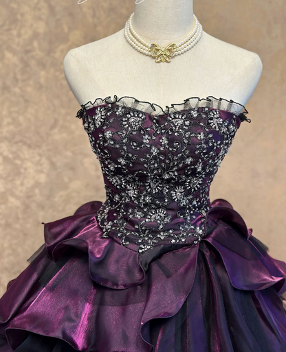 Gorgeous Quinceanera Dress Purple Prom Dress A-Line Satin Sweet 16 Dress ED12089