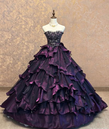 Gorgeous Quinceanera Dress Purple Prom Dress A-Line Satin Sweet 16 Dress ED12089