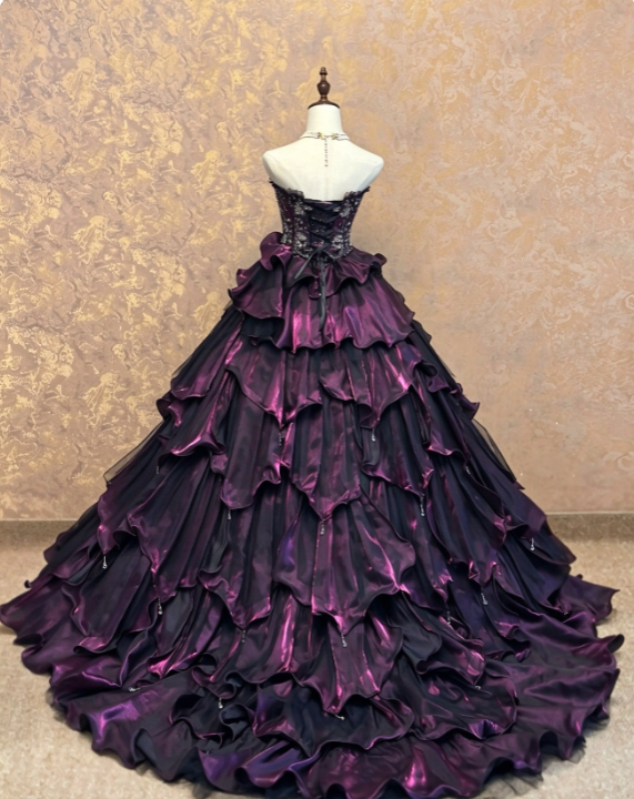 Gorgeous Quinceanera Dress Purple Prom Dress A-Line Satin Sweet 16 Dress ED12089