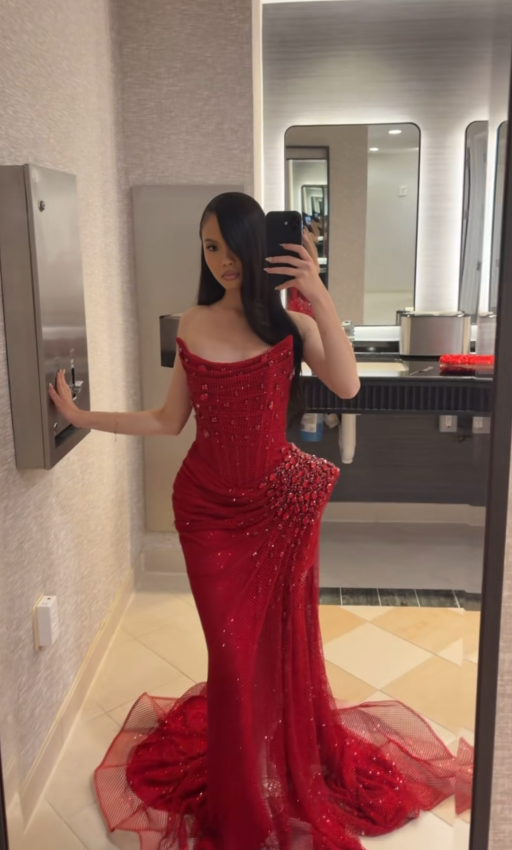 Wunderschönes rotes Ballkleid, Etui-Schnitt, Tüll, Strass, lange Abendkleider ED12094
