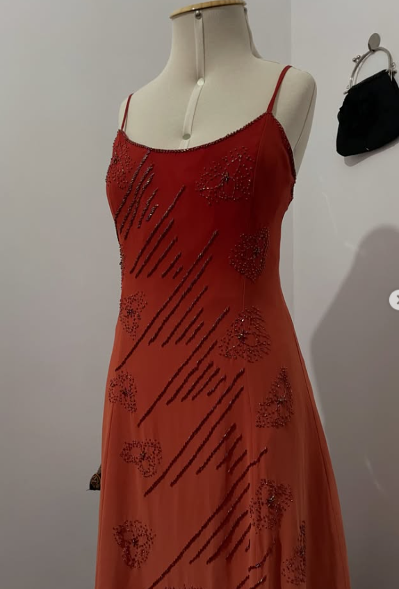 Gorgeous Orange Prom Dress Sheath Beaded Chiffon Long Evening Dresses ED12095