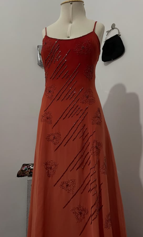 Gorgeous Orange Prom Dress Sheath Beaded Chiffon Long Evening Dresses ED12095