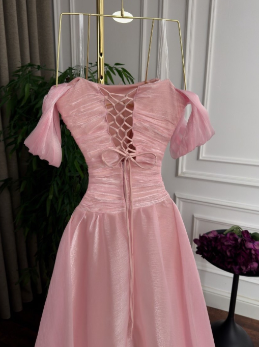 Chic Pink Prom Dress Sheath Chifffon Long Evening Dresses  ED12113