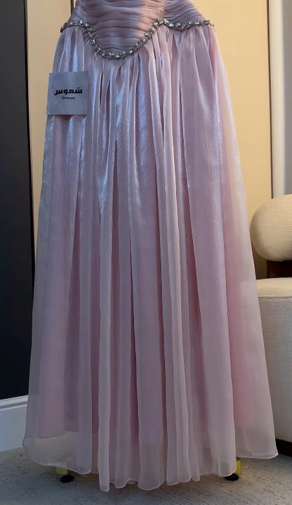 Chic Pink Prom Dress Sheath Chifffon Long Evening Dresses ED12114