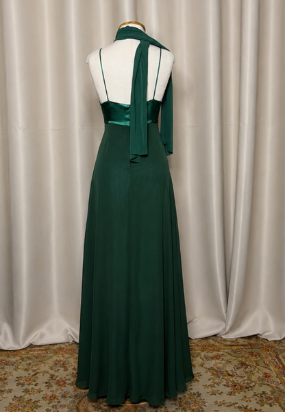 Simple Dark Green Wdding Guest Dress Sheath Satin Long Evening Dress ED12126