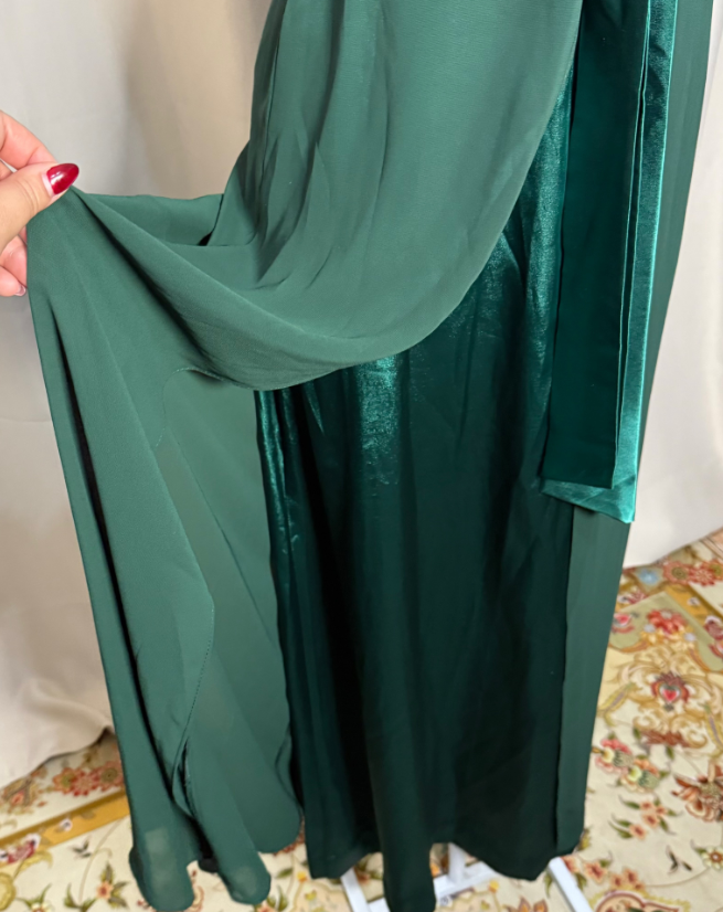 Simple Dark Green Wdding Guest Dress Sheath Satin Long Evening Dress ED12126