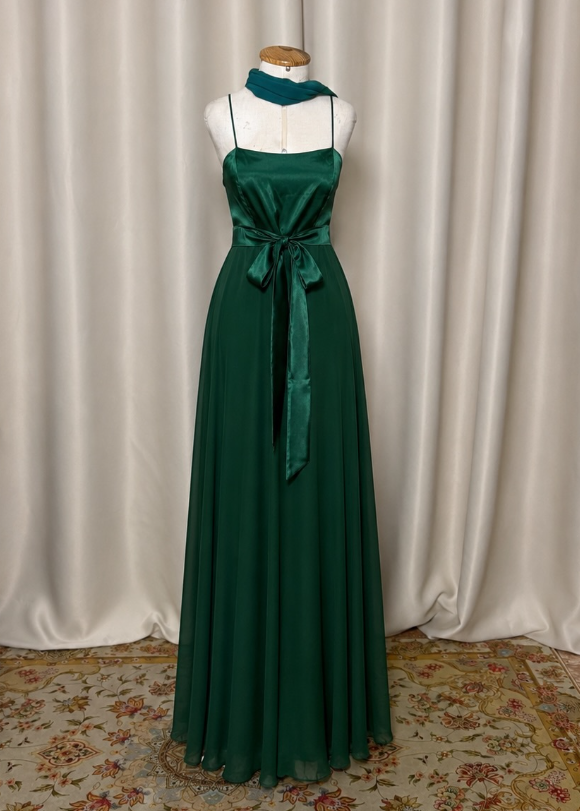 Simple Dark Green Wdding Guest Dress Sheath Satin Long Evening Dress ED12126