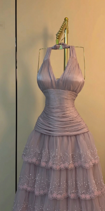Jolie robe de bal rose  Robe de soirée longue trapèze en tulle à sequins ED12138