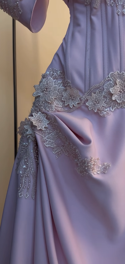 Pretty Off-shoulder Pink Prom Dress  Sheath Beaded Chiffon Long Evening Dress ED12140