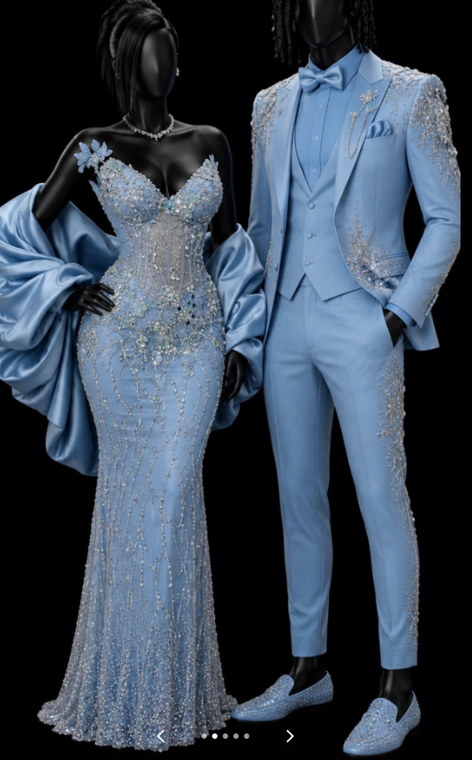 Fashion Blue Prom Dress Sheath Beaded Tulle Long Evening Dress ED12147