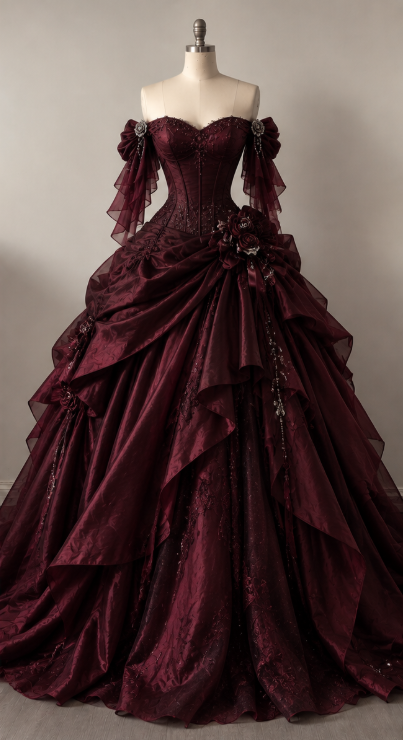 Chic Burgundy Prom Dress A-Line Satin Long Evening Dress ED12153
