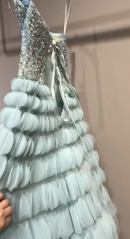 Gorgeous Mint Green Prom Dress A-Line Tulle Long Evening Dress ED12163