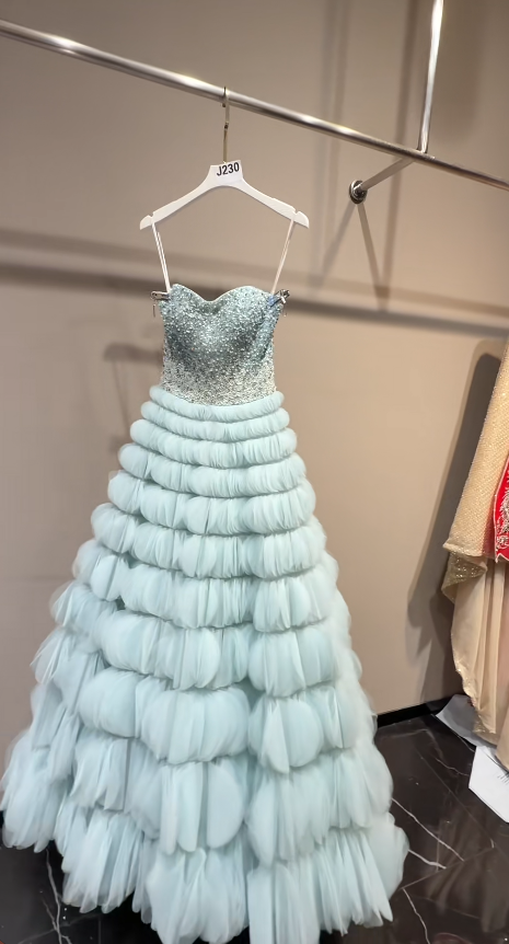Gorgeous Mint Green Prom Dress A-Line Tulle Long Evening Dress ED12163