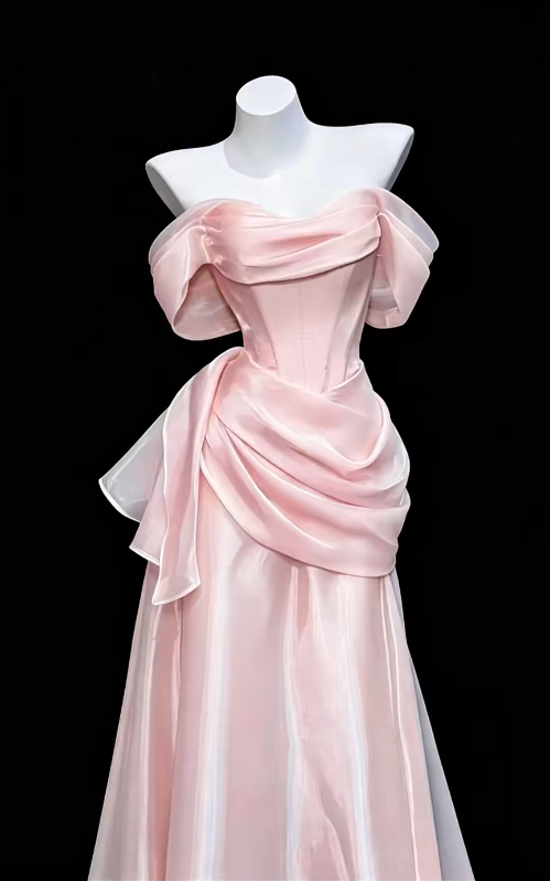 Jolie robe de bal rose fourreau en mousseline longue robe de soirée ED12177