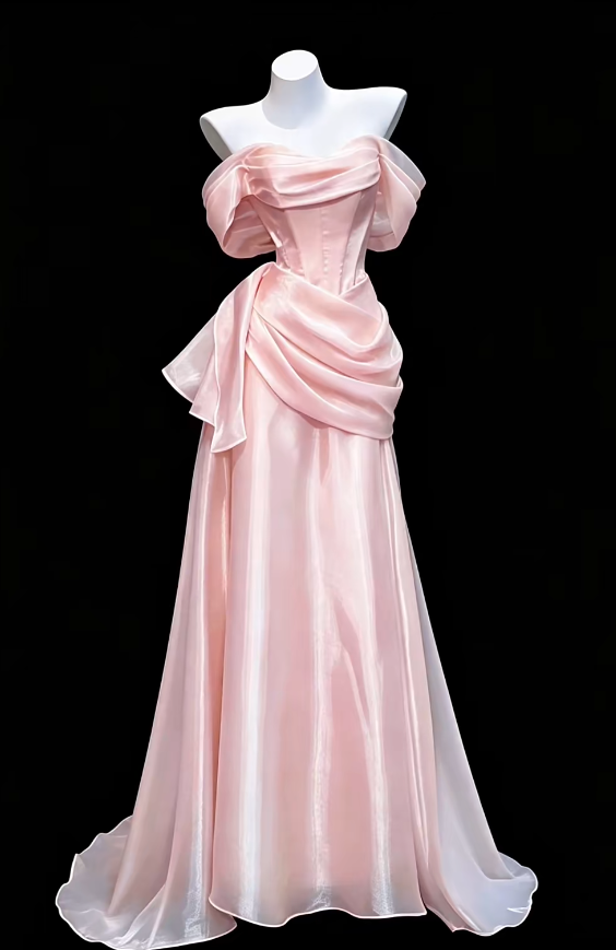 Jolie robe de bal rose fourreau en mousseline longue robe de soirée ED12177